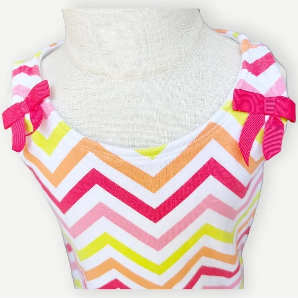 Gymboree Girl’s Kid’s Sleeveless Bow Shoulder Zig Zag Stripes Tank Top. Tee. 6.